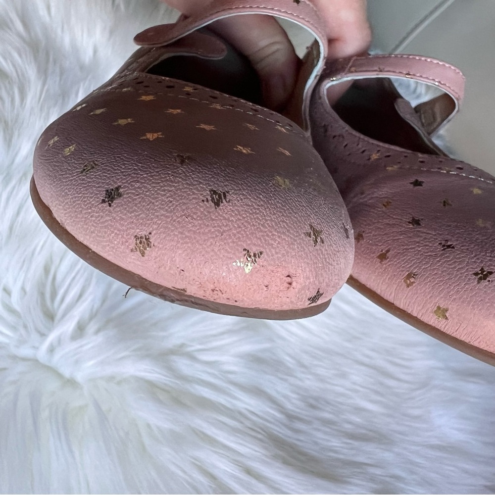 Mini Boden Girls Gold Star Leather Mary Janes Ballet Pink Sz 32 US 1 Wedding - Picture 11 of 17